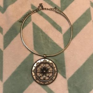 Silver Flower Statement Necklace